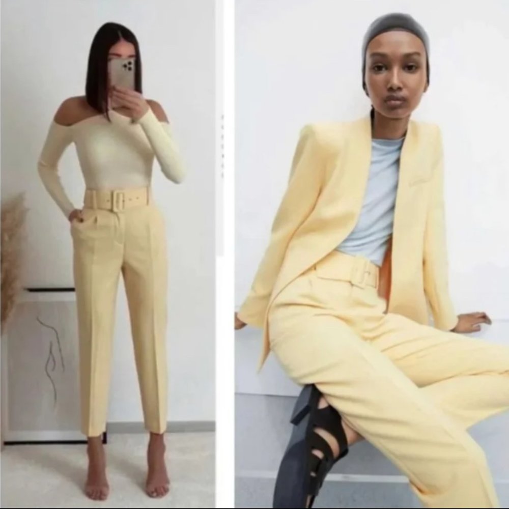 Zara Yellow Belted Pant